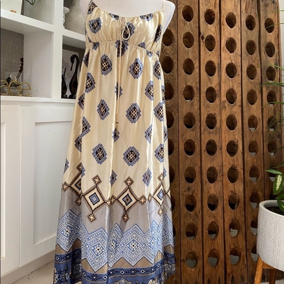 BANANA REPUBLIC MAXI DRESS FULL LENGTH DRESS NEW SILK SCARF PRINT BOHO GEOMETRIC - Picture 5 of 16